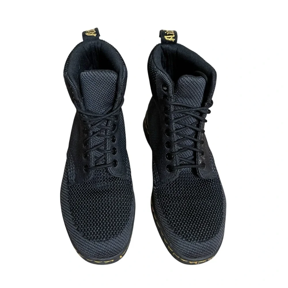 Dr. Martens Black Textured Rigal Knit 8 Eye Boots Combat Black Unisex — Size 7 - Picture 6 of 15